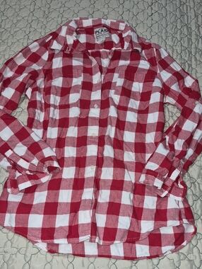 Old Navy Red and White Check Button-Down Shirt